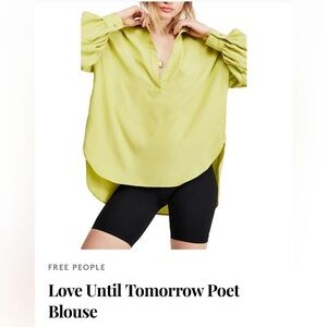 Free People Love Until Tomorrow Poet Blouse XS Green Long Sleeve Boho